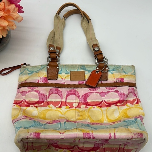 Coach Colorful Logo Lightweight Nylon Tote Bag CP6059 - Picture 1 of 16